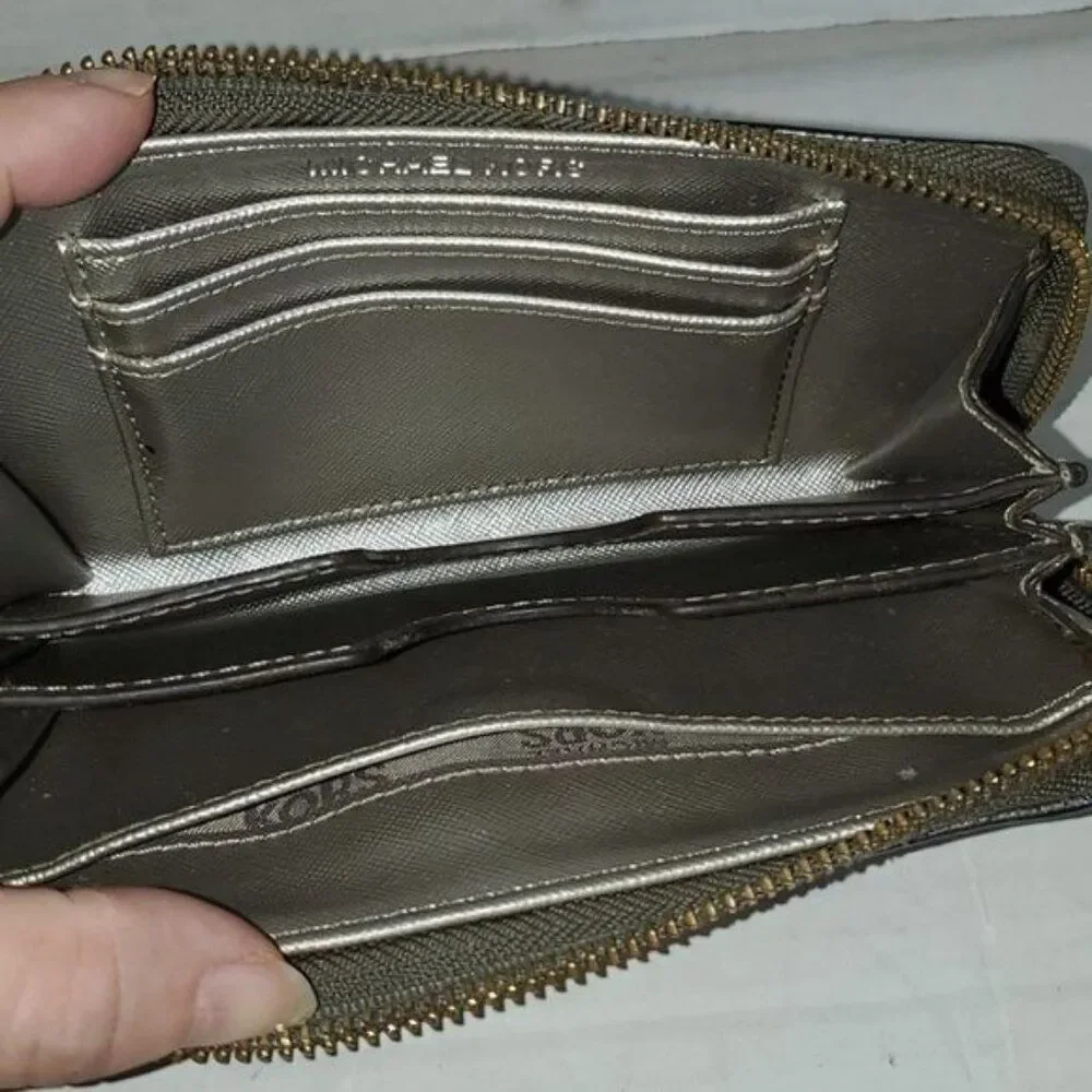Michael Kors Wallet Wristlet Clutch Bag Distressed Gold Leather WOMEN'S WOMAN'S